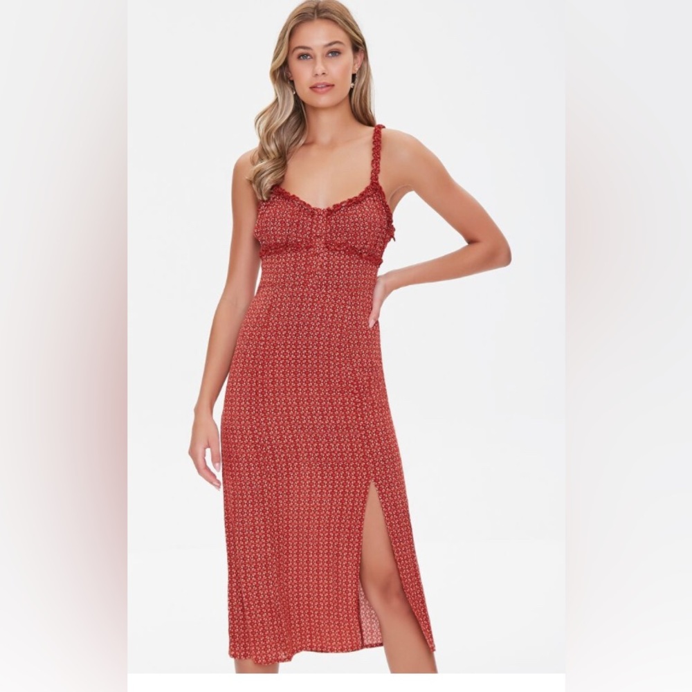 Red/orange midi dress. Forever 21